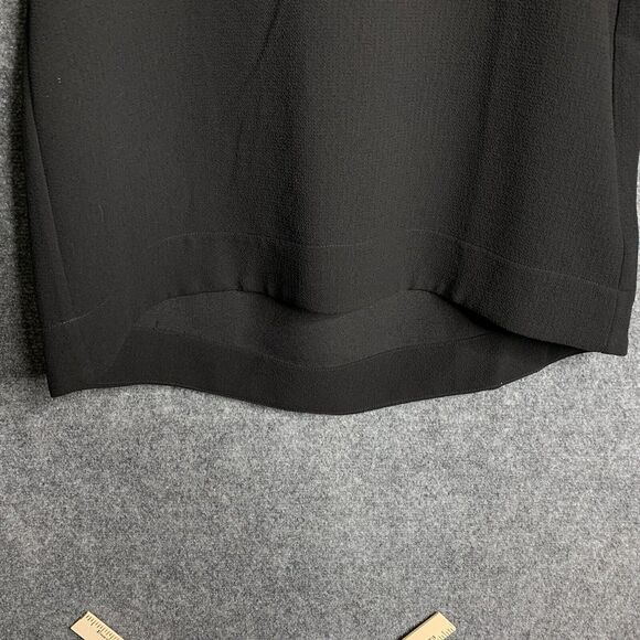 Madewell Leather Trim Blouse Women S Black High Low Hem Short Sleeve Keyhole - Picture 4 of 13